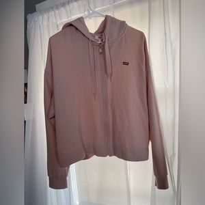 Levi’s pink zip up cropped hoodie. Size XL